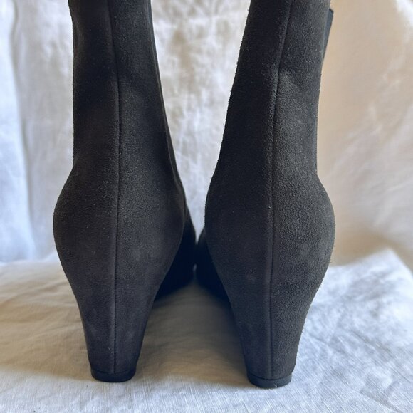 Stuart Weitzman Gray Suede Wedge Heel Ankle Boot Size 6 - Picture 9 of 14
